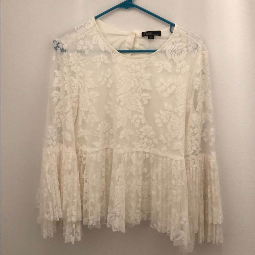 Cream lace peplum top